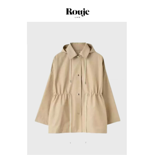 【现货】Rouje Life瑞典短风衣24早秋北欧风抽绳收腰廓形外套