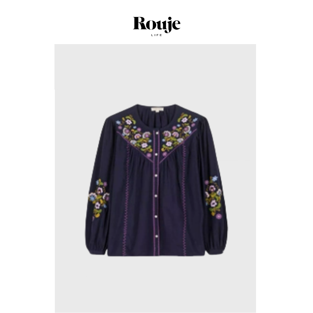 【现货】Rouje Life巴黎衬衫法式小众24早秋棉质彩色刺绣复古衬衣