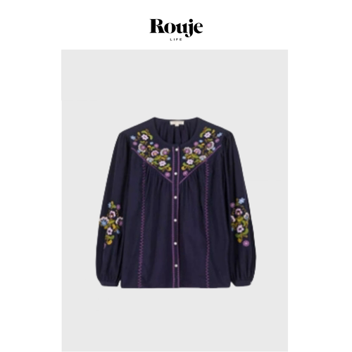 【现货】Rouje Life巴黎衬衫法式小众24早秋棉质彩色刺绣复古衬衣