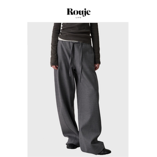 现货 高腰宽松慵懒风休闲裤 Rouje 女秋冬新款 直筒裤 Life阔腿裤