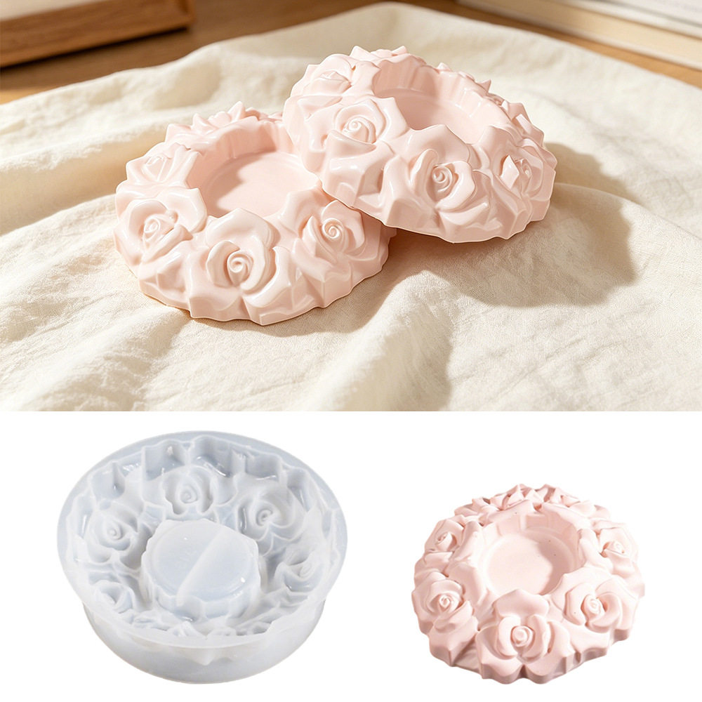 新品浮雕玫瑰花烟灰缸模具diy水