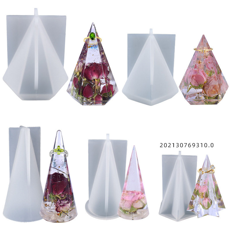diy水晶滴胶模具圆柱圆锥体戒指架蜡烛摆台饰品硅胶模具