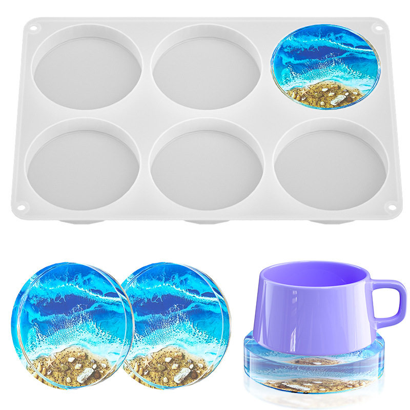 六连圆块硅胶模具diy水晶滴胶大