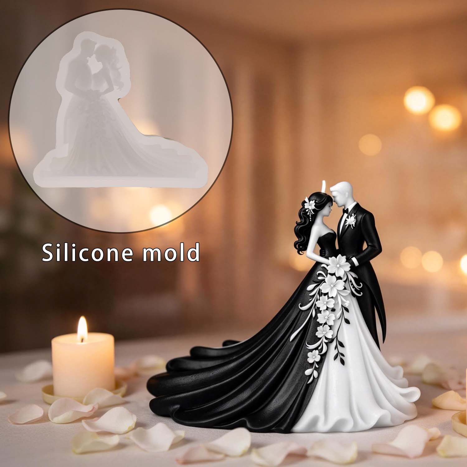 diy婚礼亲吻3D立体硅胶模具香薰