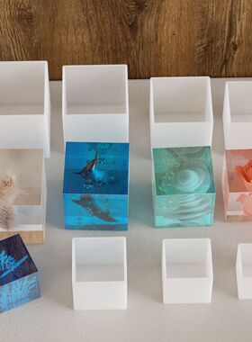 水晶滴胶正方体硅胶模具免打磨 DIY手工制作饰品树脂干花摆件模型