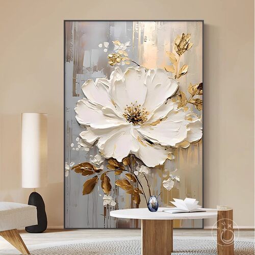 手绘油画《花开富贵》牡丹客厅沙发背景墙装饰画玄关挂画餐厅壁画 - 封面