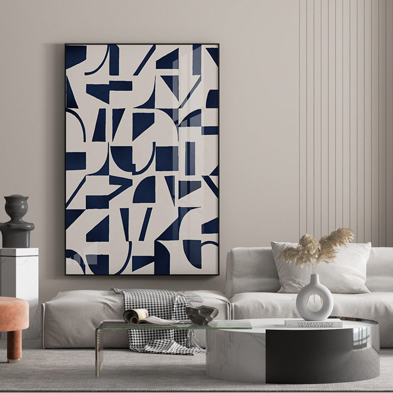 几何图形装饰画玄关竖版抽象现代简约过道挂画走廊尽头壁画落地画