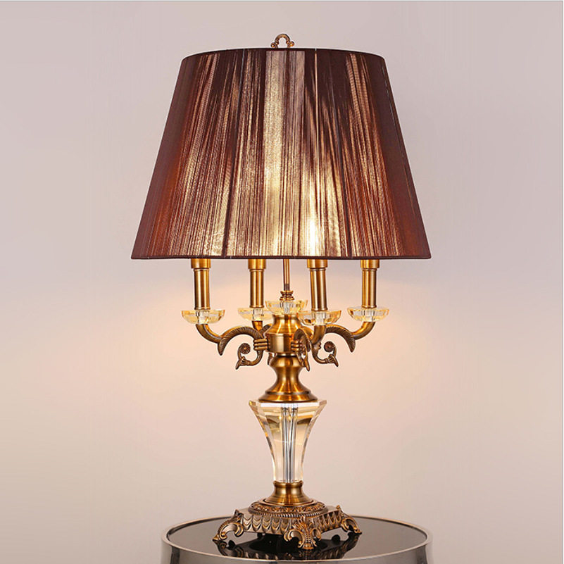 高档美式蜡烛K9水晶台灯富贵鸟高端轻奢客厅卧室书房摆件床头灯