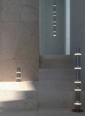 意大利Noctambule烟灰玻璃餐厅吊灯设计师复式别墅挑空楼梯间吊灯