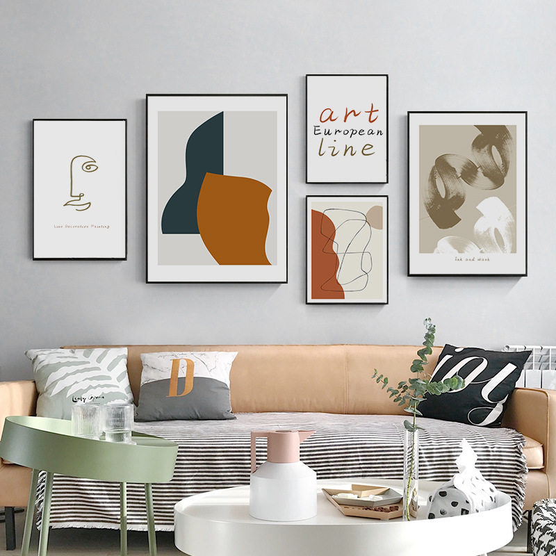 客厅现代简约壁画创意壁画组合装饰画沙发背景墙挂画北欧风格餐厅