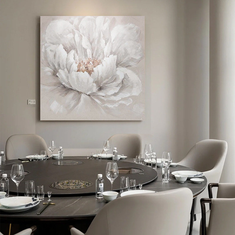 客厅餐厅手绘奶油系挂画沙发背景墙装饰画轻奢高级感肌理现代简约