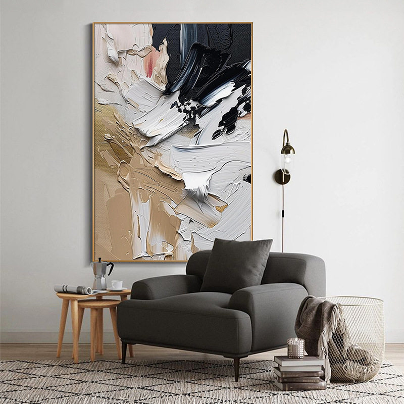 奶油系挂画背景墙装饰画轻奢高级感入门抽象客厅餐厅玄关现代简约