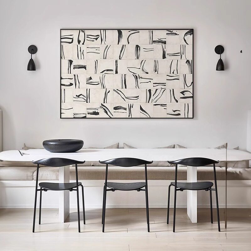 现代简约沙发背景墙装饰画高级感主床头挂画油画手绘客厅卧室轻奢