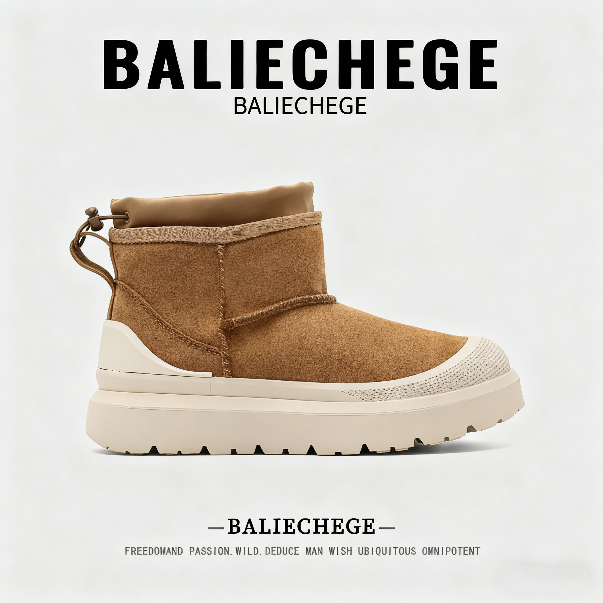 【法国BALIECHEGE专柜】2025年冬季棉内里短筒防寒雪地靴冬季黄色