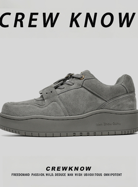 【法国CREW KNOW专柜】男款鞋子板鞋休闲2025年秋季系带低帮灰色