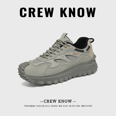 【法国CREW KNOW男鞋】2026春季新款厚底老爹鞋男款网面登山
