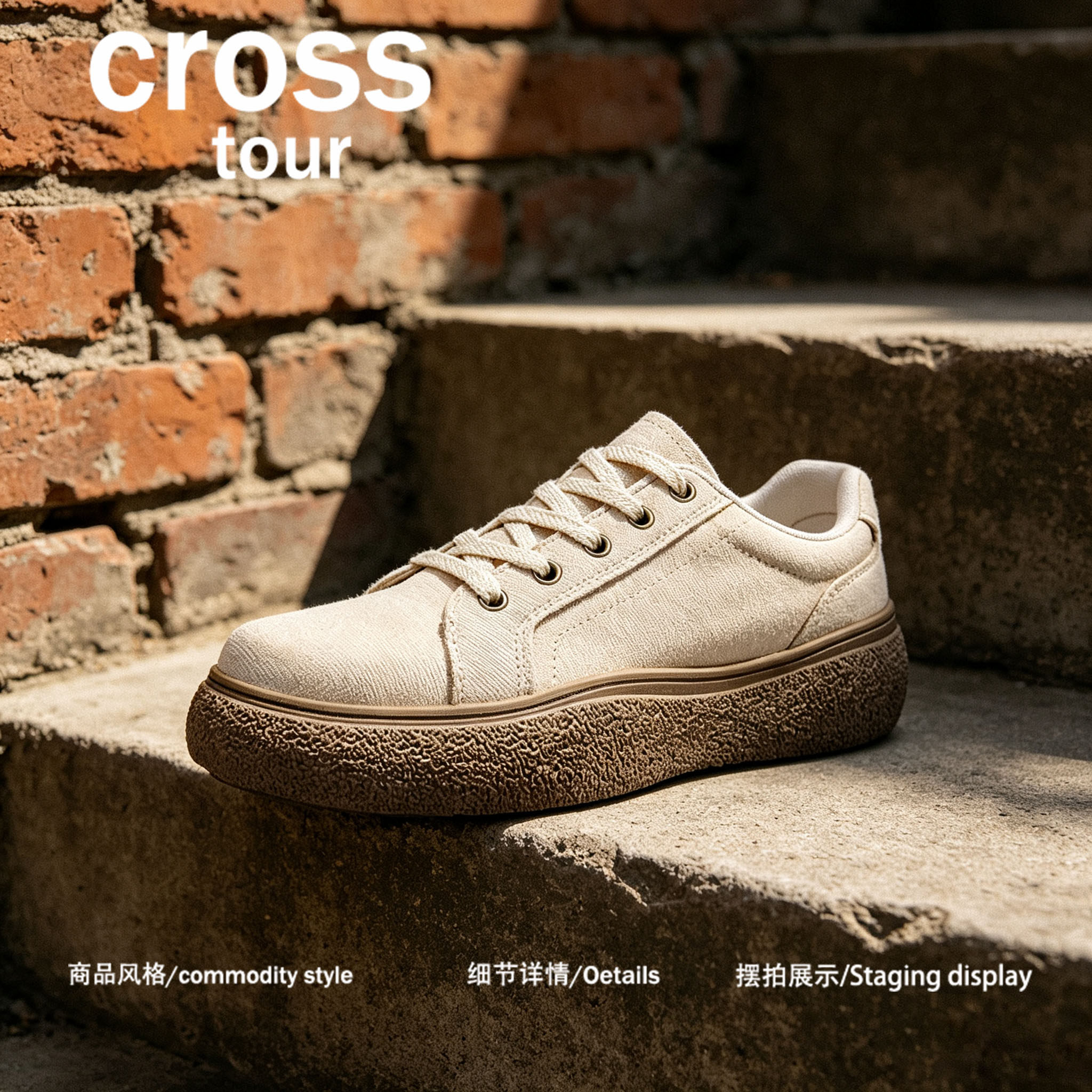 【锐质柔章】Cross tour复古做旧厚底休闲板鞋耐磨时尚潮流单鞋