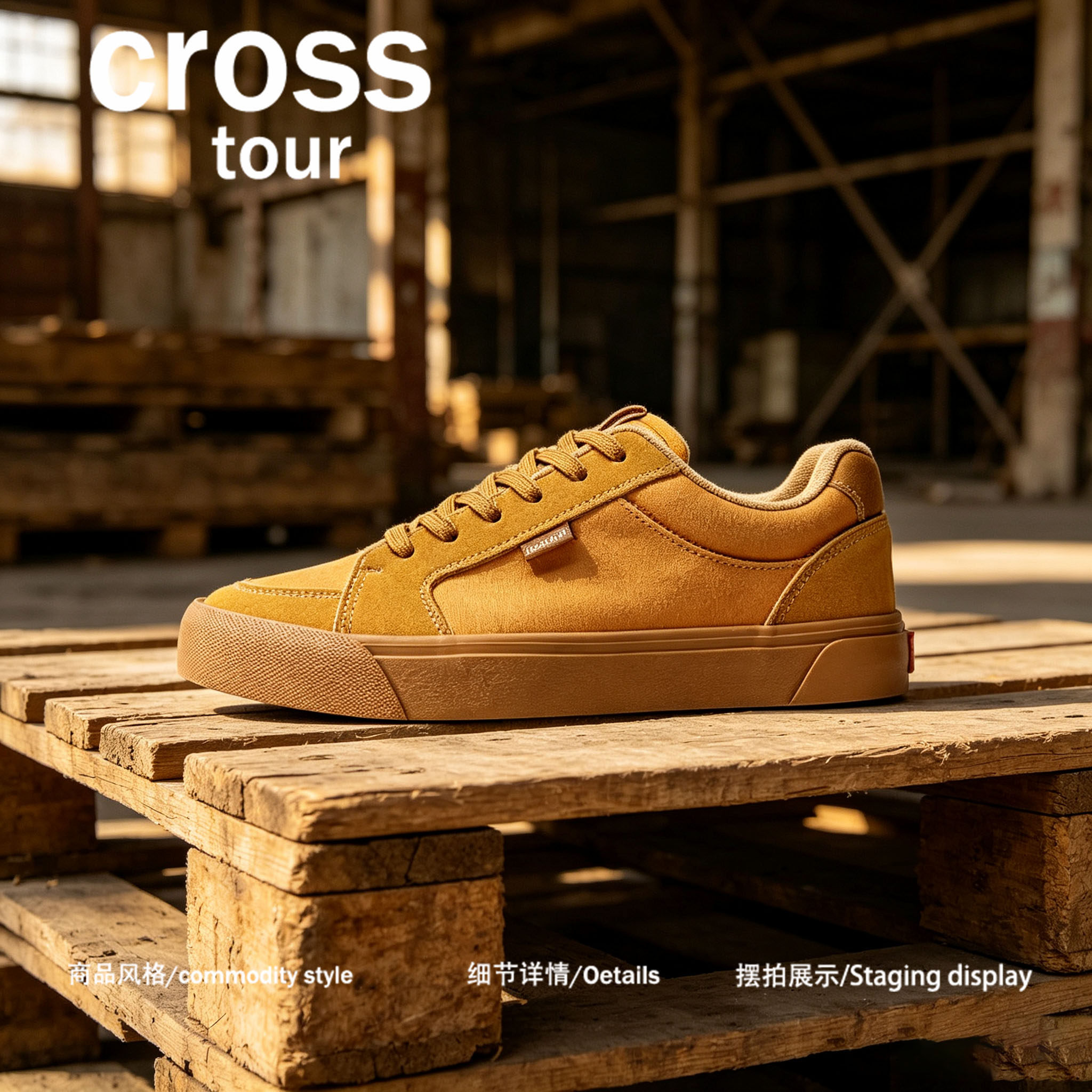【静润呈格】Cross tour黄棕复古工艺耐磨休闲板鞋简约潮流板鞋