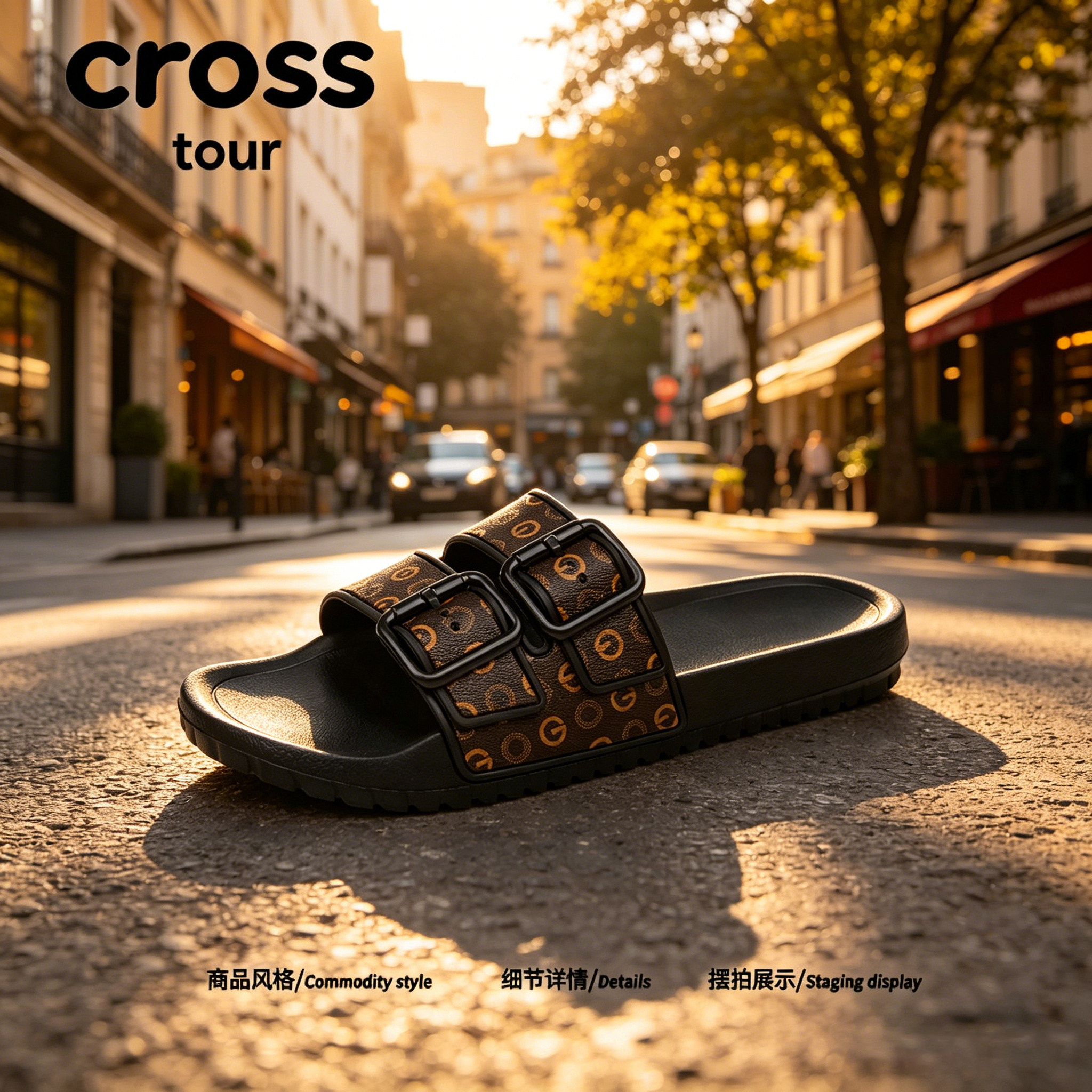 【清闲街头】Cross tour夏日懒人拖百搭户外徒步浴室海边沙滩拖鞋图片