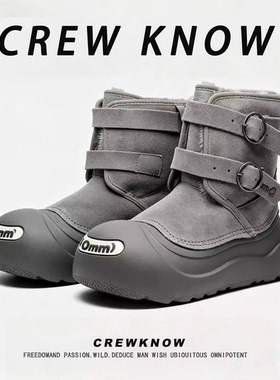 【法国CREW KNOW专柜】冬季雪地靴加绒加厚保暖皮毛一体防滑棉鞋