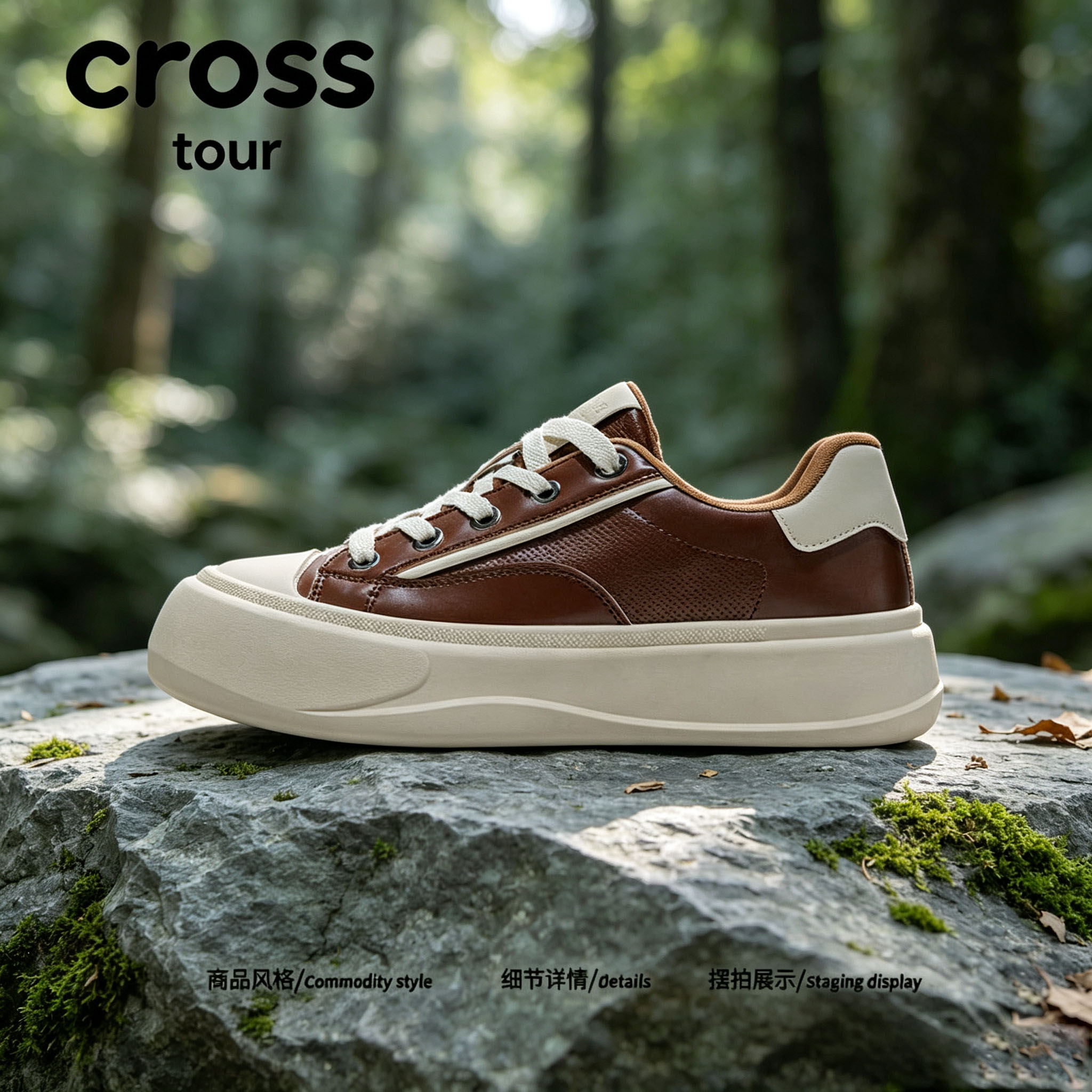 【素净高级】Cross tour复古厚底休闲板鞋时尚透气舒适轻便低帮鞋
