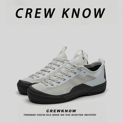 CREW KNOW时尚男鞋~轻质运动休闲系带德训鞋春秋青年拼色圆头