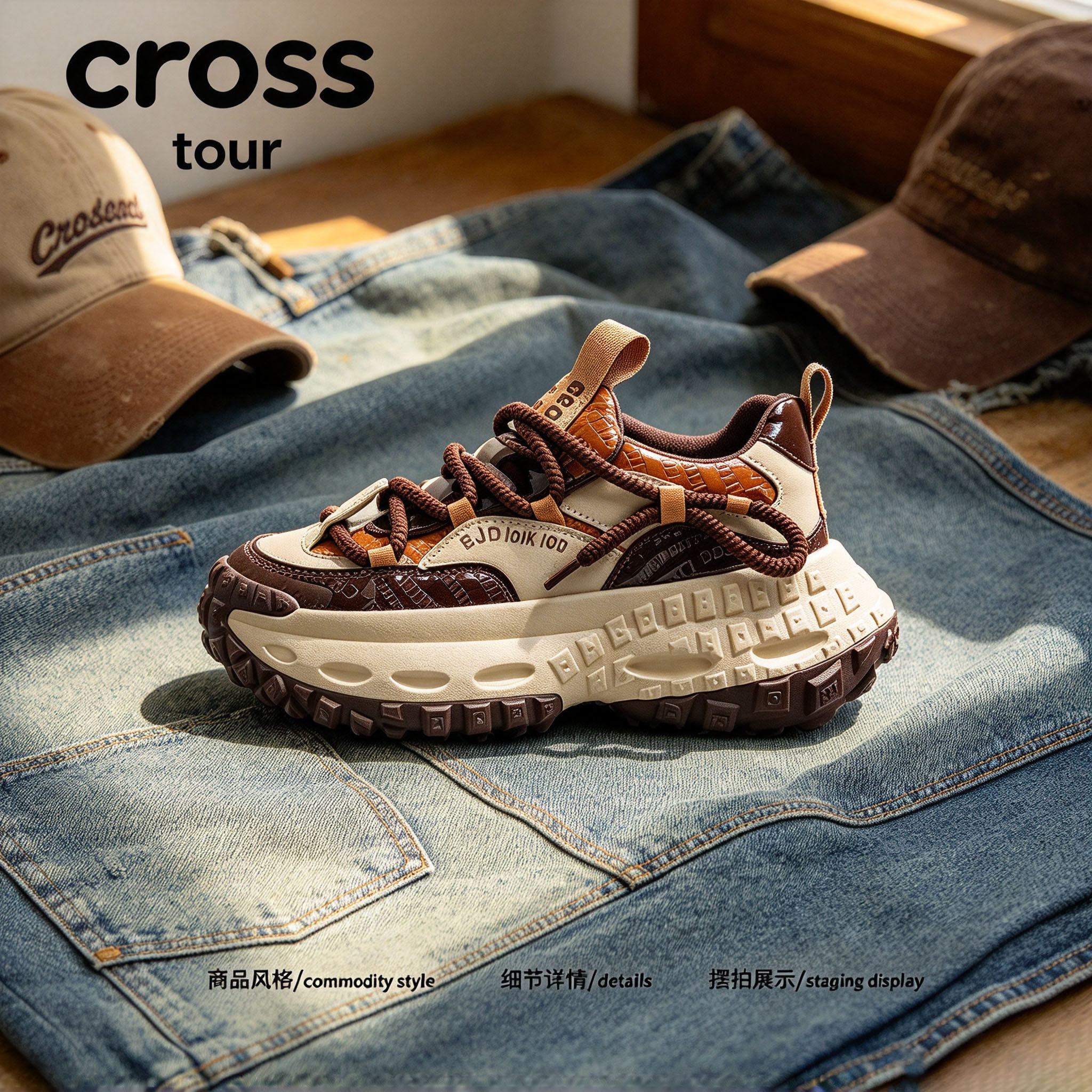 【雅素绝尘】Cross tour复古时尚厚底休闲鞋潮流百搭简约休闲鞋