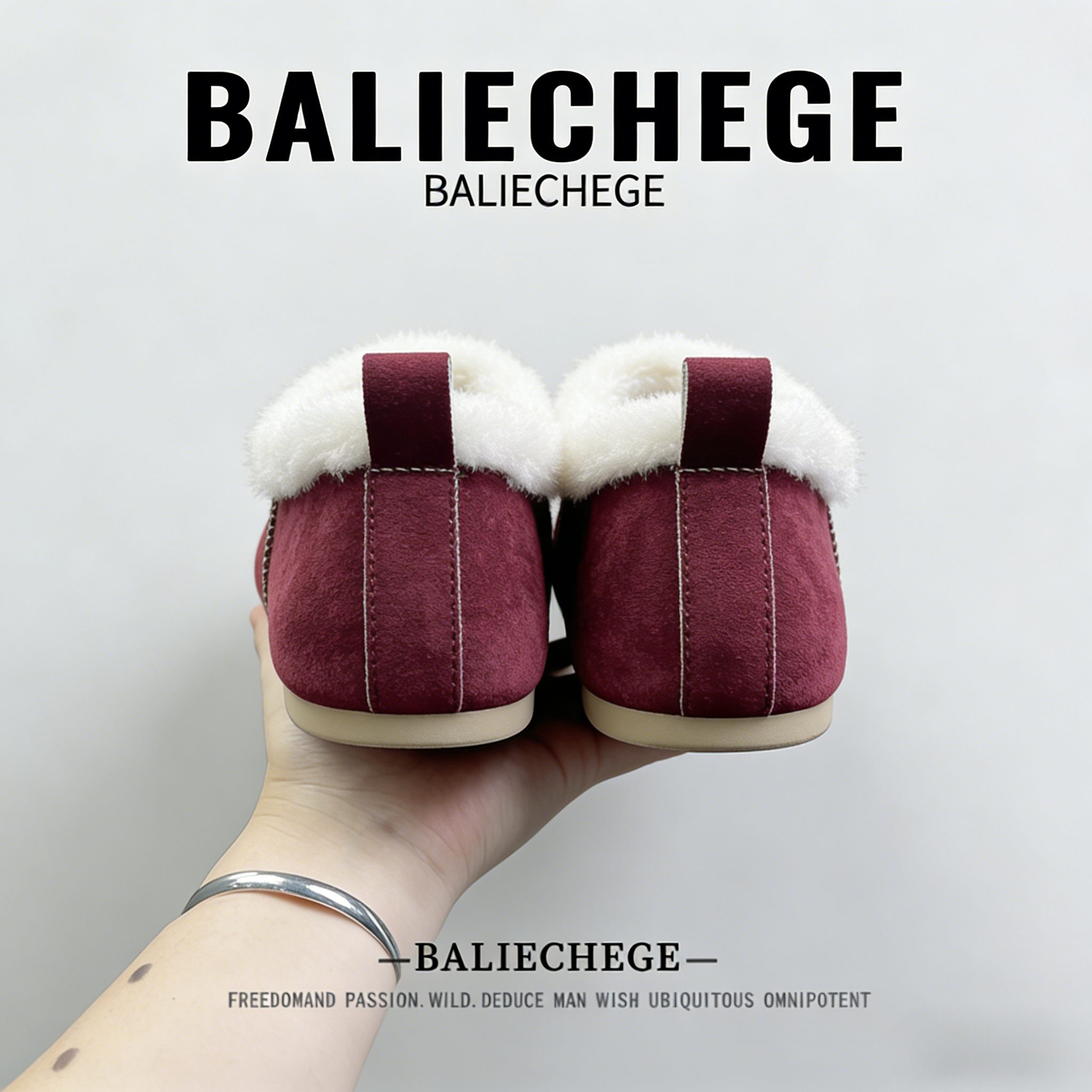 【法国BALIECHEGE专柜】2025年冬季短筒防滑雪地靴保暖鞋毛绒高帮