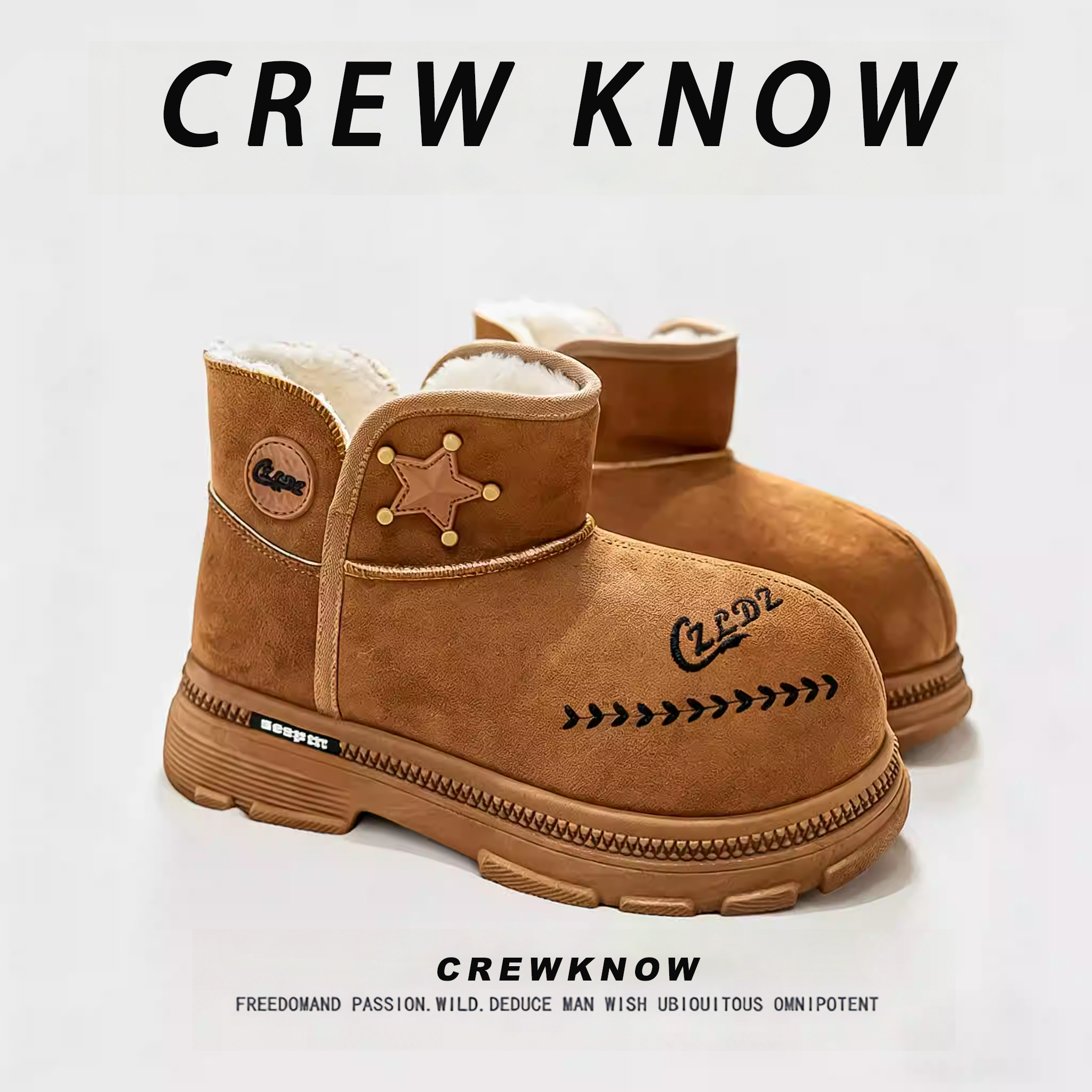 【法国BALIECHEGE专柜】棉靴男鞋2025年冬季短筒雪地靴时尚轻便棕