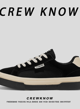 【法国CREW KNOW专柜】帆布鞋休闲板鞋情侣款学生板鞋低帮系带黑