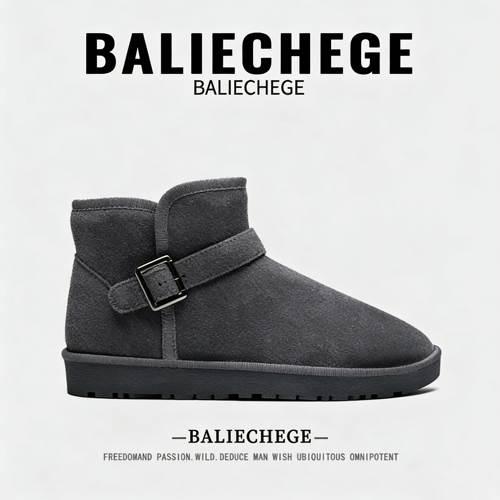 【法国BALIECHEGE专柜】休闲低跟短筒雪地靴防寒冬季棉内里保暖