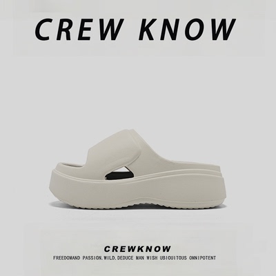 CREW KNOW时尚男鞋~青年洞洞鞋运动休闲素面四季通用透气一脚蹬PU