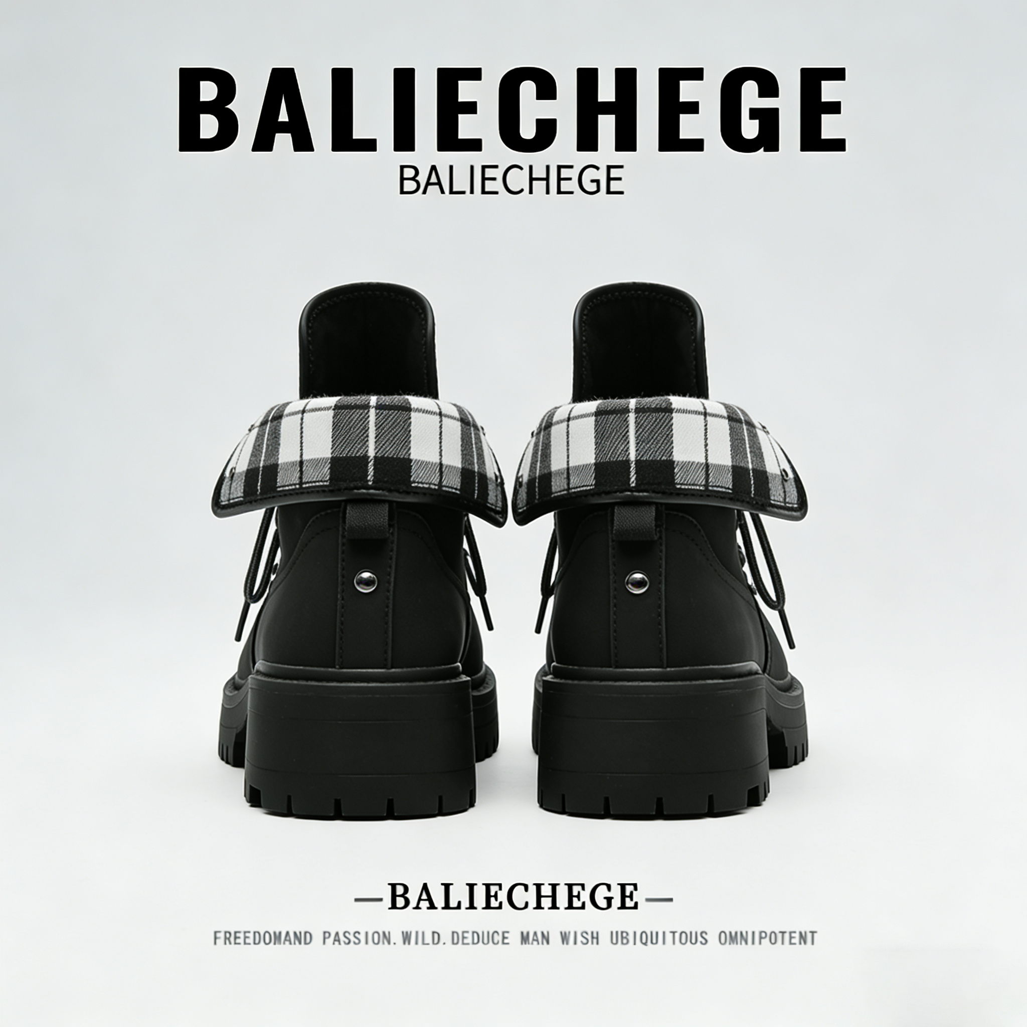 【法国BALIECHEGE专柜】2025年冬季短筒雪地靴合成革格纹保暖男士