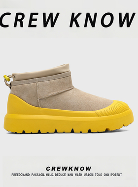 【法国CREW KNOW专柜】黄色休休闲男鞋2025新款橡胶底保暖秋冬