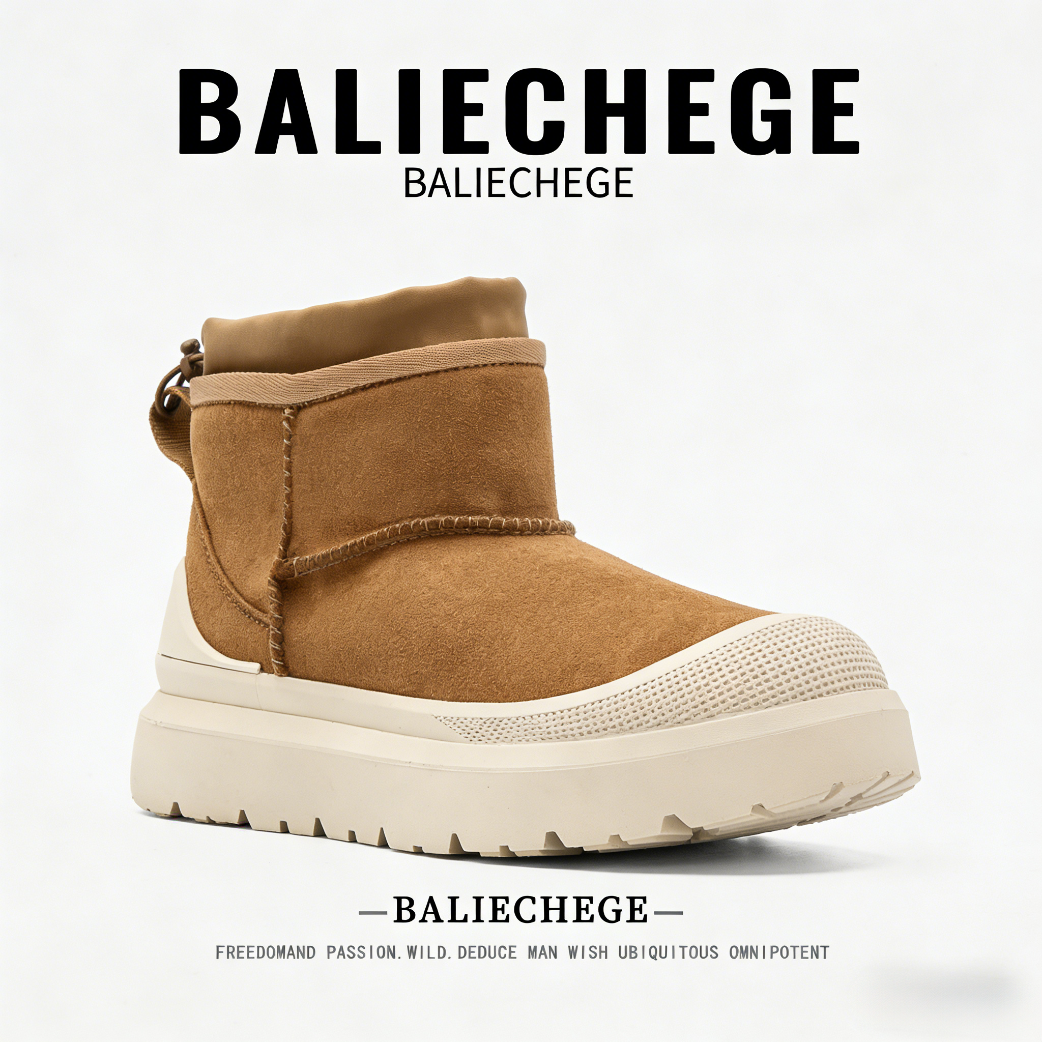 【法国BALIECHEGE专柜】棉靴2025年冬季短筒防滑雪地靴防寒短靴