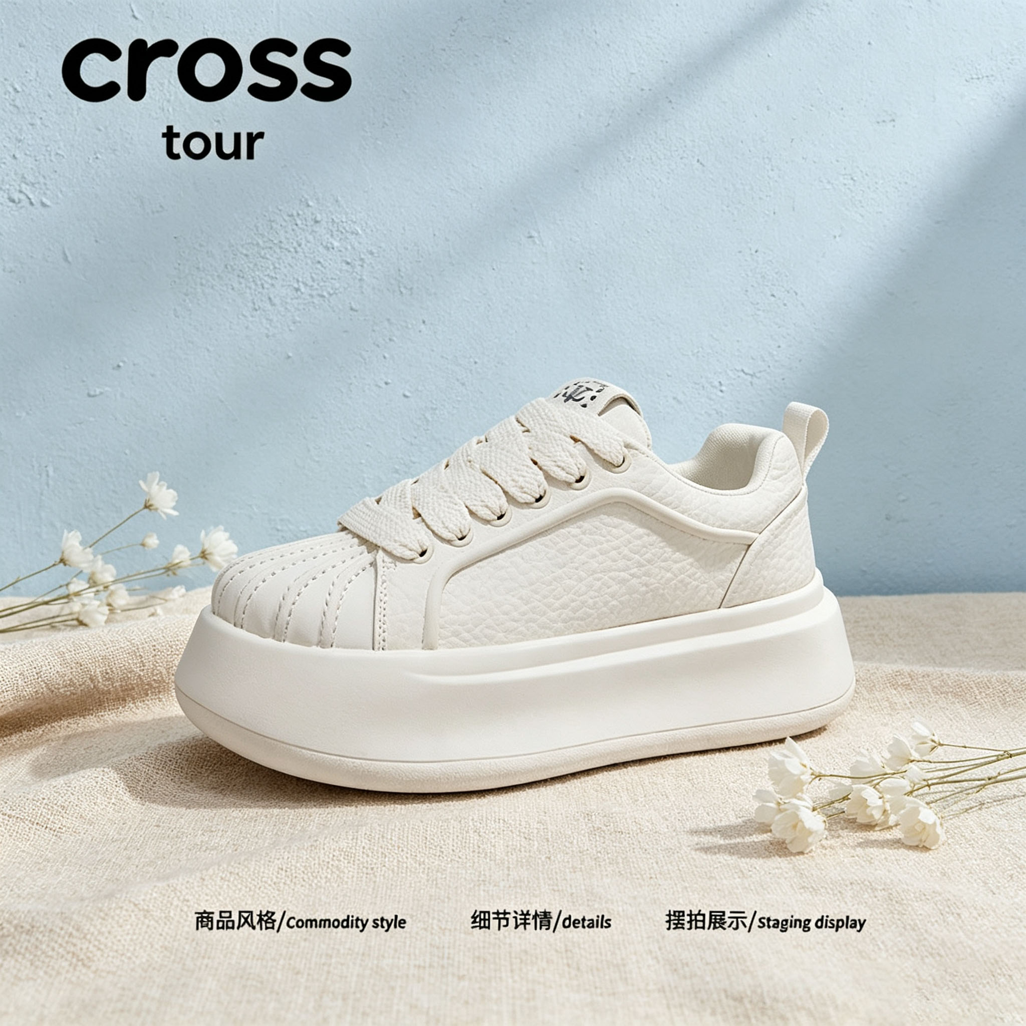 【去繁就简】Cross tour时尚百搭厚底贝壳头板鞋耐磨舒适软低帮鞋