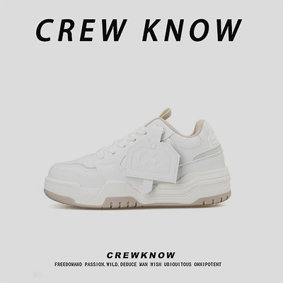 【法国CREW KNOW专柜】板鞋运动休闲系带白色透气平跟圆头2026年