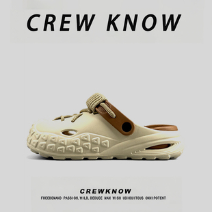 CREW KNOW时尚男鞋~透气防滑洞洞鞋厚底踩屎感软底潮流凉拖