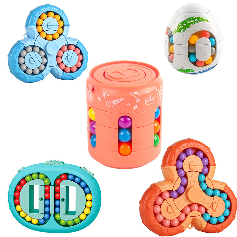 可乐魔方易拉罐魔豆指尖旋转陀螺滚珠减压儿童智力开发益智玩具
