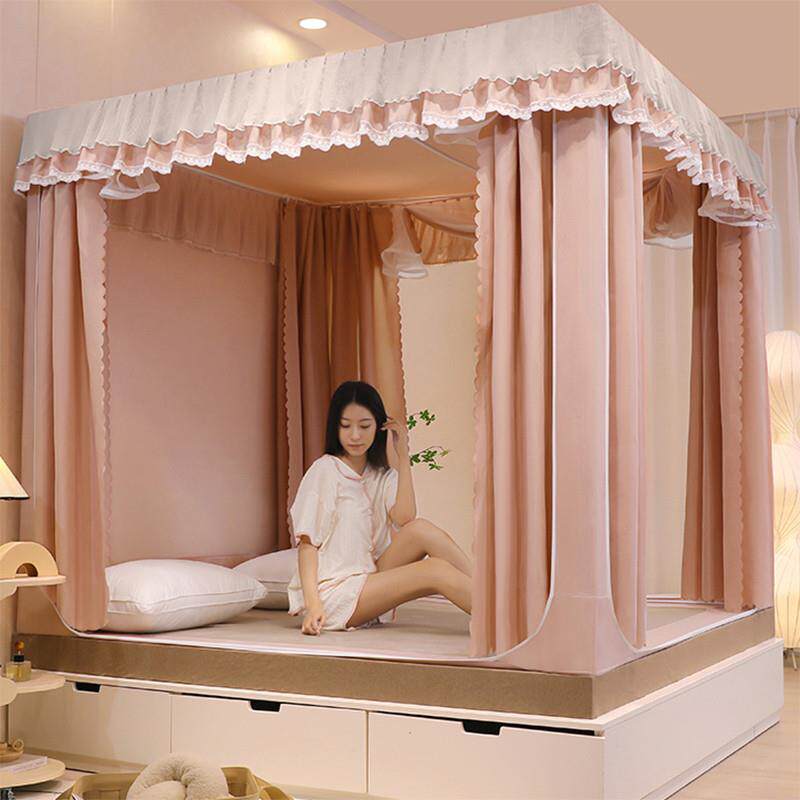 优选遮光蚊帐双层布帘一体式防隐私全封闭公主风床幔1.8m床蒙古包