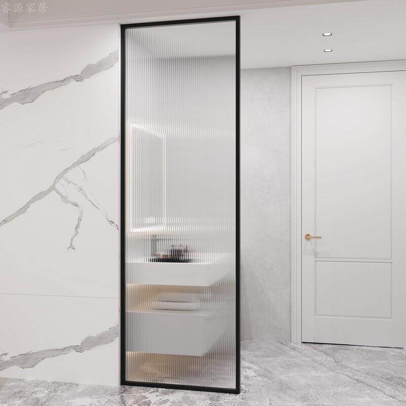 优选长虹玻璃隔断现代简约轻奢客厅不锈钢卫生间洗手台铁艺屏风定