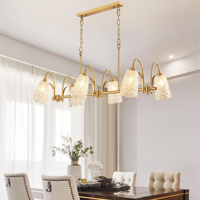 优选美式轻奢餐厅吊灯客厅全铜覆古欧式餐吊吧台灯高级法式长形餐