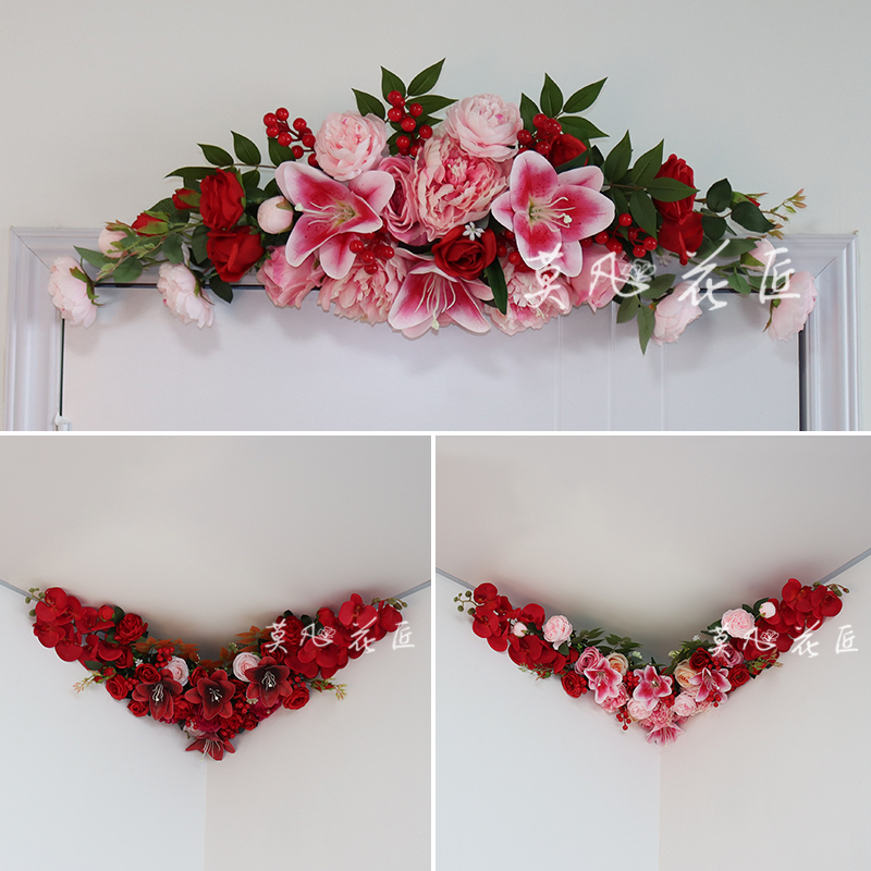 卧室天花板房顶墙四角喜庆装饰花