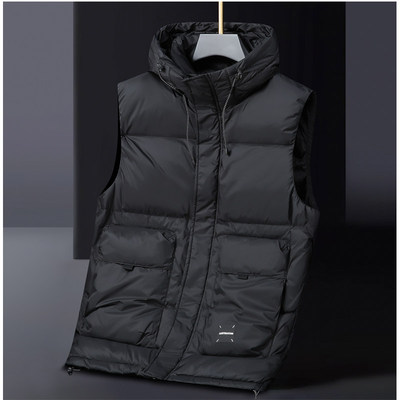 羽绒马甲男士冬季轻薄保暖带帽子坎肩背心加肥加大男马甲
