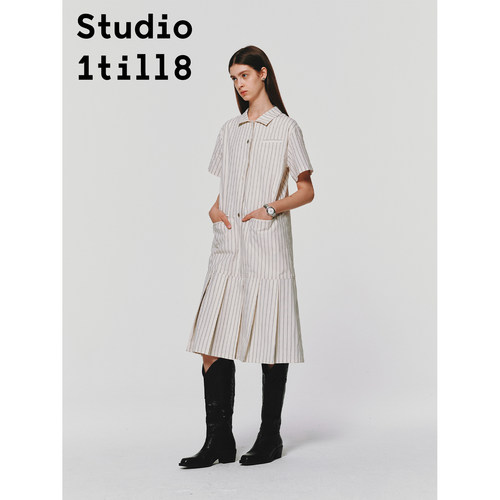 Studio1till8翻领条纹连衣裙