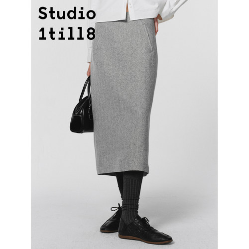 Studio1till8浅杂灰霜降感半裙