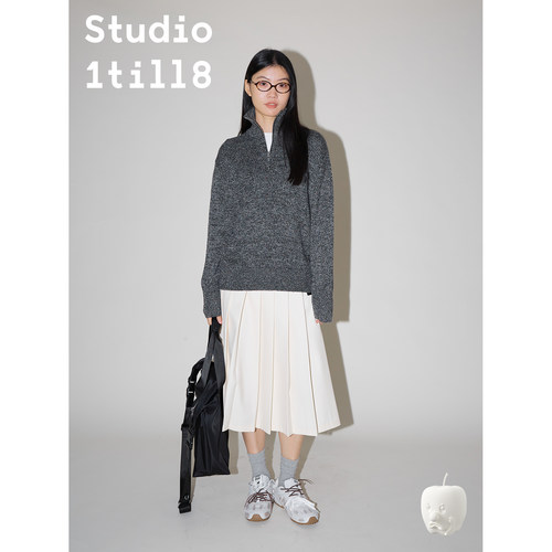 Studio1till8半开领彩点毛衣
