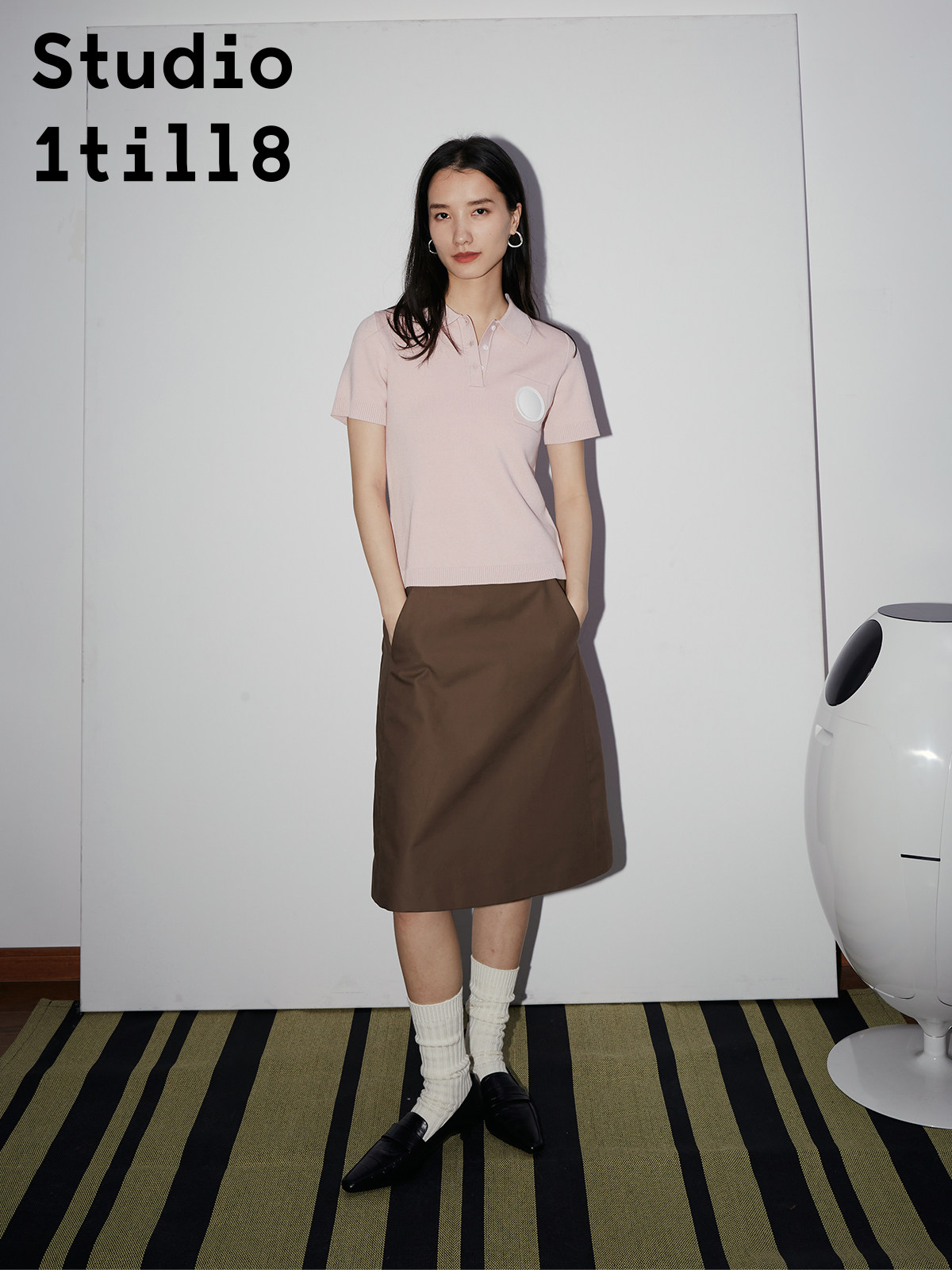 STUDIO1TILL8|LYOCELL FIBER ELEGANT SPORTS TENNIS GIRL BUTTON KNIT T-SHIRT POLO SHIRT