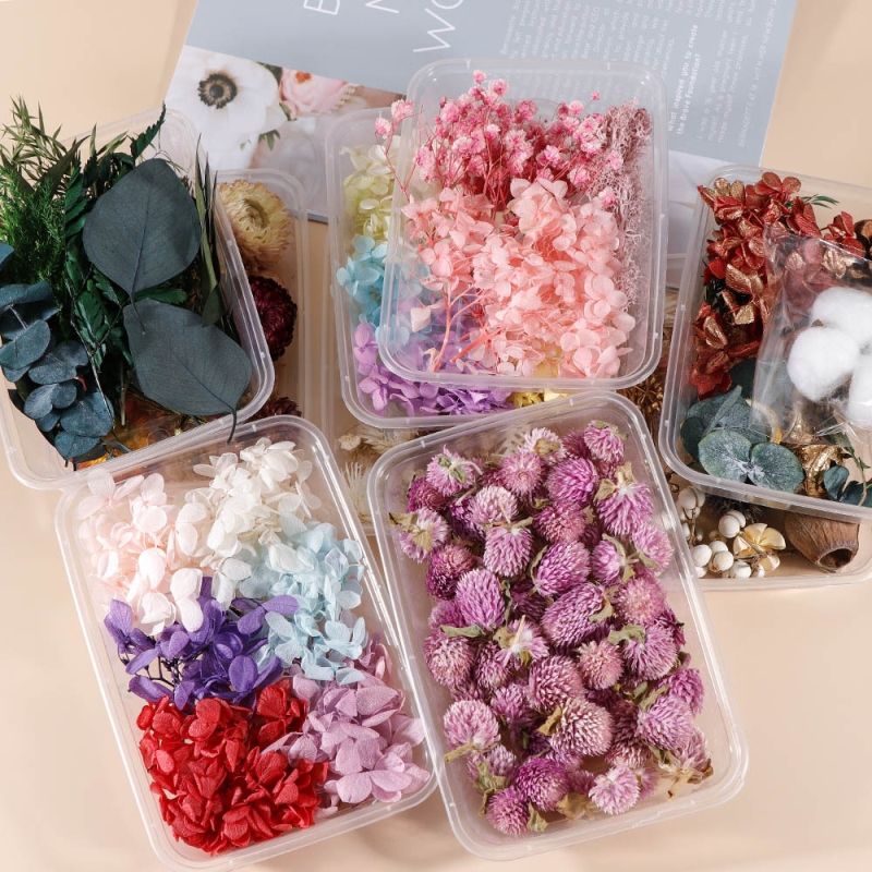 滴胶填充永生花盒装混合干花蜡烛香薰DIY手工团扇材料包压花相框