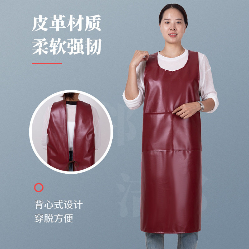 PU背心式马甲皮围裙男女